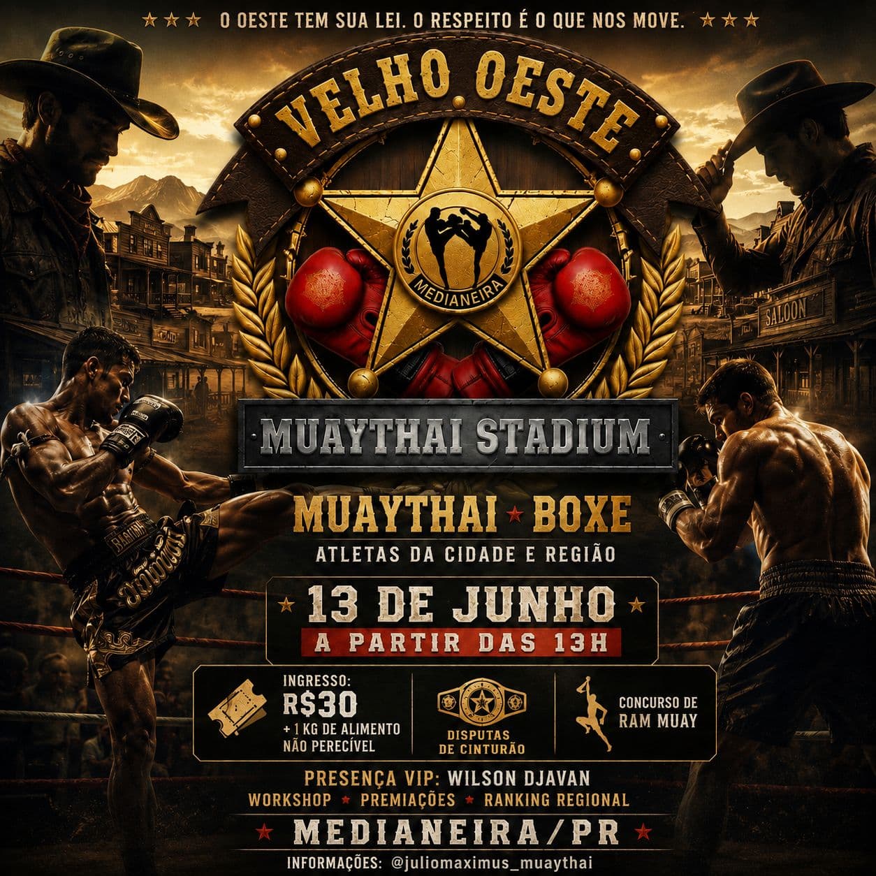 Velho Oeste Muaythai Stadium reúne atletas e promove ação social em Medianeira
