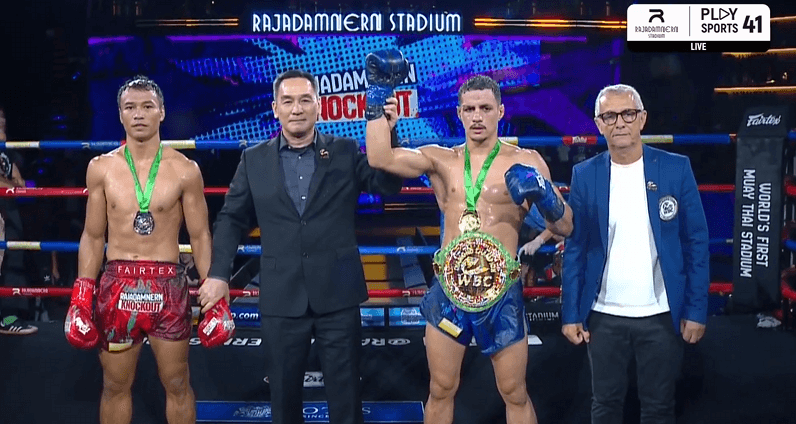 Brasileiro Luis Cajaiba conquista cinturão Diamond Belt da WBC Muay Thai no Rajadamnern Stadium