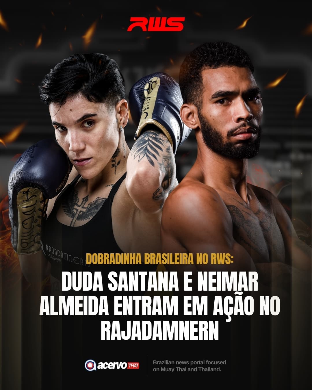 Dobradinha brasileira no RWS: Duda Santana e Neimar Almeida entram em ação no Rajadamnern
