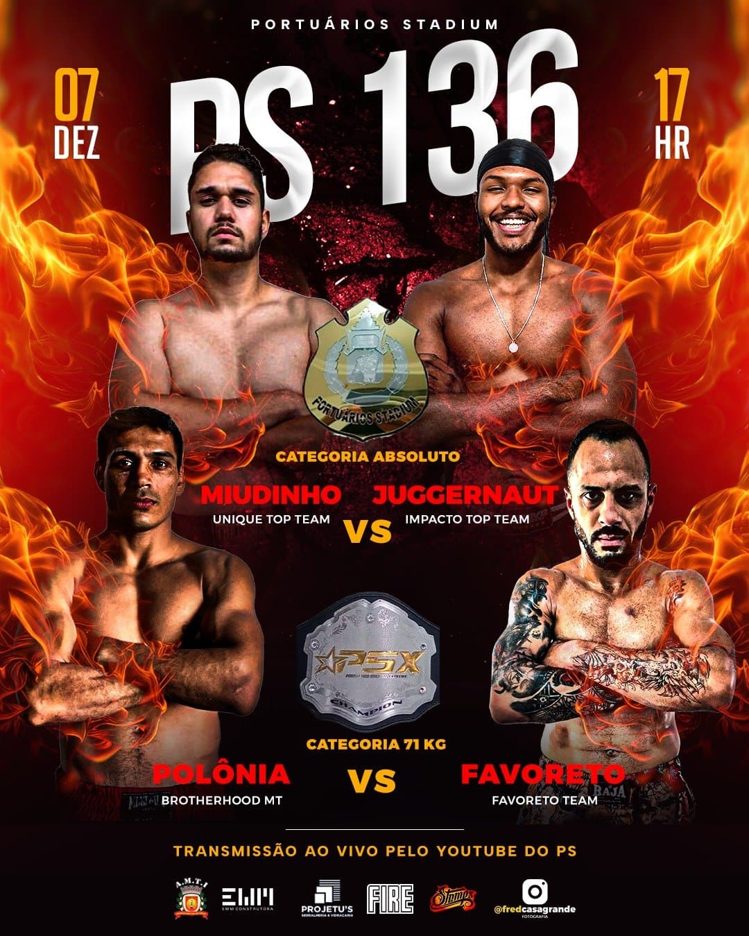 Portuários Stadium traz duas grandes defesas de cinturão e promete encerrar o ano em alto nível