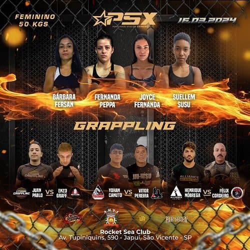 Inovação no Portuários Stadium com lutas de grappling e GP Xtreme 48kg feminino