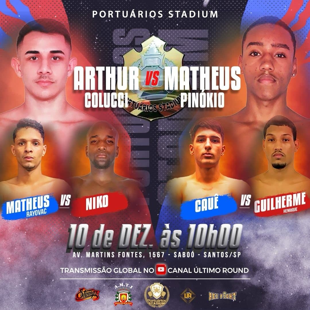 Portuários Stadium promove disputada do cinturão até 57kg entre Arthur Colucci x Matheus Pinókio