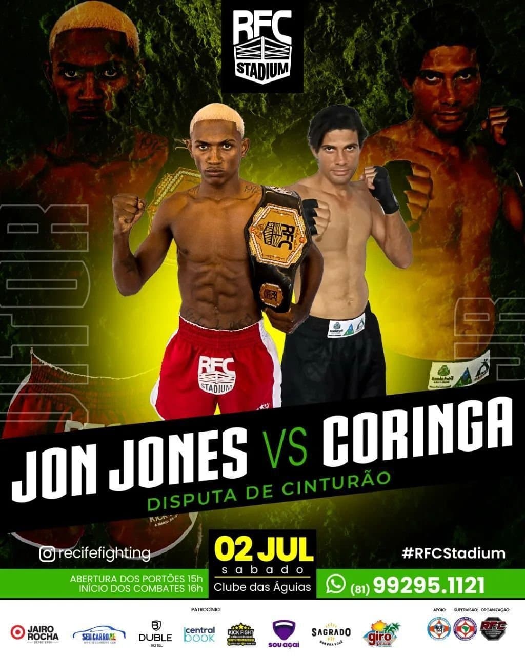 RFC Stadium com duas disputas de cinturão movimenta Pernambuco